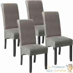 Lot de 4 Chaises de Salle à Manger gris aspect simili cuitr avec pieds en bois résistants