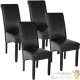 Lot de 4 Chaises de Salle à Manger noir aspect simili cuitr avec pieds en bois résistants