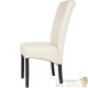 Lot de 4 Chaises de Salle à Manger crème aspect simili cuitr avec pieds en bois résistants