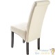 Lot de 4 Chaises de Salle à Manger crème aspect simili cuitr avec pieds en bois résistants