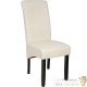Lot de 4 Chaises de Salle à Manger crème aspect simili cuitr avec pieds en bois résistants