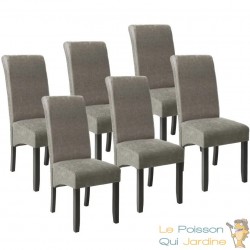 Lot de 6 Chaises de Salle à Manger gris aspect simili cuir avec pieds en bois résistants