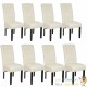 Lot de 8 Chaises de Salle à Manger crème aspect simili cuir avec pieds en bois résistants