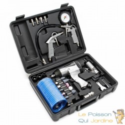 Coffret d'outils à air comprimé 27 pièces avec pistolet pneumatique et accessoires