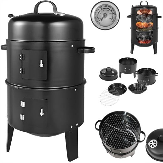 Barbecue Fumoir Smoker 3 en 1 avec thermomètre intégré