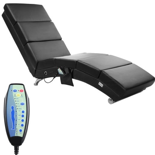 Fauteuil Ergonomique Simili Cuir noir. MASSAGE et Chauffant avec télécommande