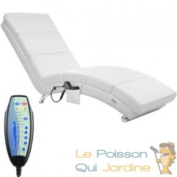 Fauteuil Ergonomique Simili Cuir blanc. MASSAGE et Chauffant avec télécommande