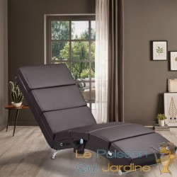 Fauteuil Ergonomique Simili Cuir marron. MASSAGE et Chauffant avec télécommande