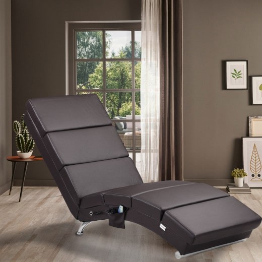 Fauteuil Ergonomique Simili Cuir marron. MASSAGE et Chauffant avec télécommande