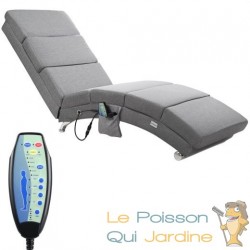 Fauteuil Ergonomique Tissu gris MASSAGE et Chauffant avec télécommande