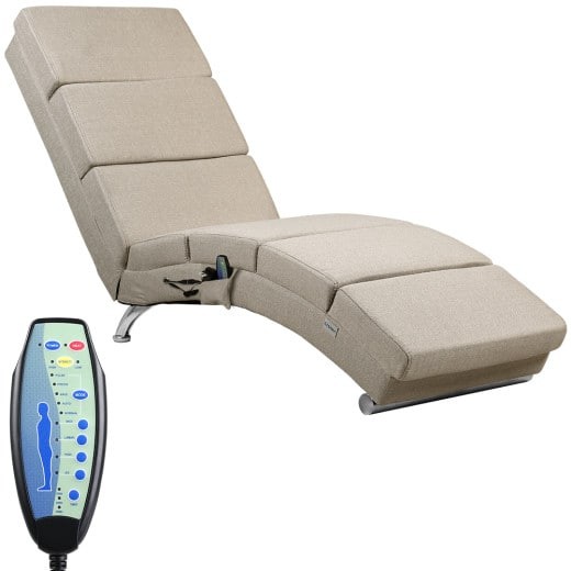 Fauteuil Ergonomique Tissu crème MASSAGE et Chauffant avec télécommande