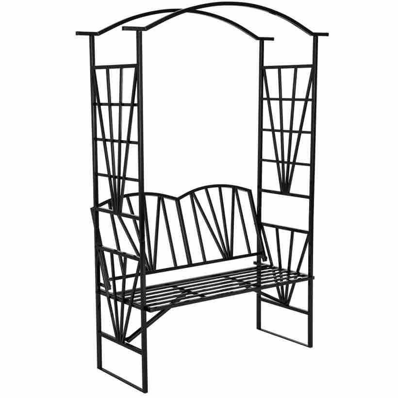 Arche de jardin en acier résistant avec banc intégré
