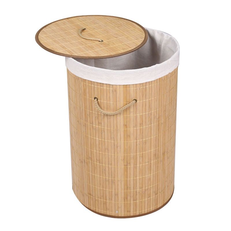 Panier à linge rond en bambou 75l : Pratique brun clair