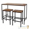 Table de bar + 2 tabouret : 120 X60 X90 : Style bois vintage