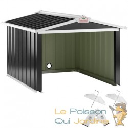 Cabane, garage moderne robot tondeuse. En metal gris 100 X 86 X 63