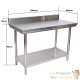 Table en Inox 120 cm avec rebords idéal, restaurant, cuisine, snack, boulangerie