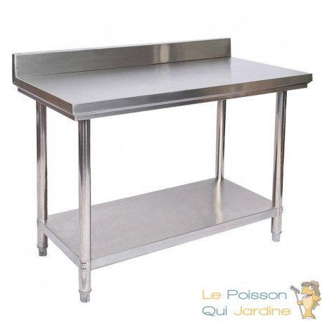 Table en Inox 120 cm avec rebords idéal, restaurant, cuisine, snack, boulangerie