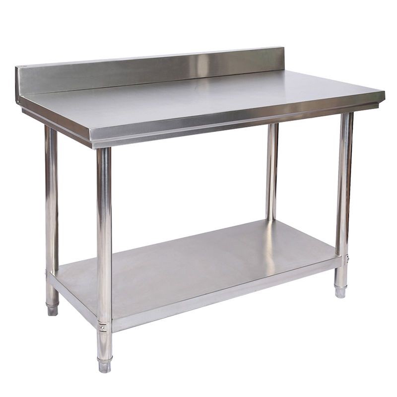 Table en Inox 120 cm avec rebords idéal, restaurant, cuisine, snack, boulangerie