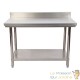 Table en Inox 120 cm avec rebords idéal, restaurant, cuisine, snack, boulangerie