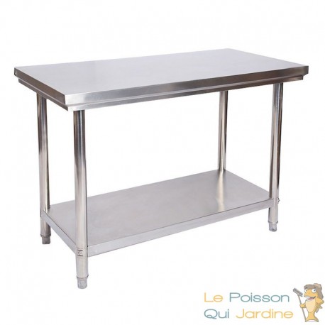 Table en Inox 100 cm étagère basse, idéal, restaurant, cuisine, snack, boulangerie