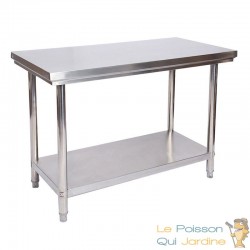 Table en Inox 120 cm étagère basse, idéal, restaurant, cuisine, snack, boulangerie