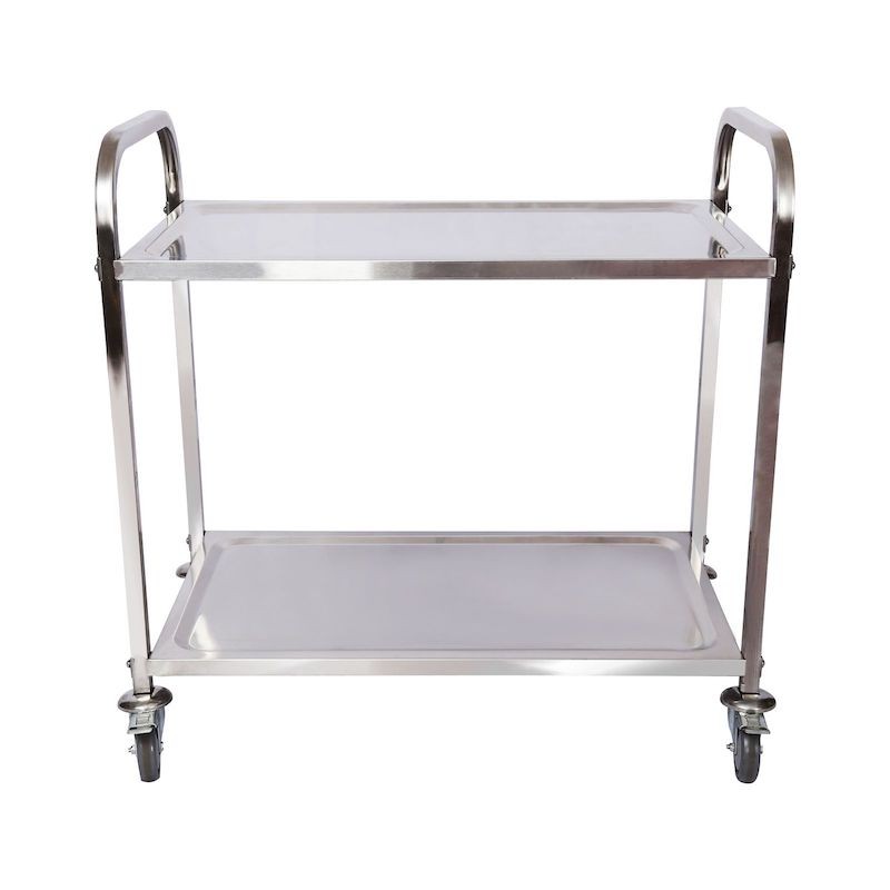Chariot inox 150kg 2 étagères desserte à roulettes pour restaurant ou cuisine collective