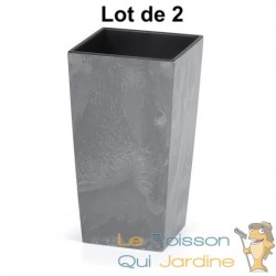 Lot de 2 Pots de fleurs imitation béton 49 l 32,5x32,5x61 cm