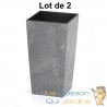 Lot de 2 Pots de fleurs imitation béton foncé 91 l 40 x 40 x 75