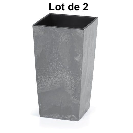 Lot de 2 Pots de fleurs imitation béton foncé 91 l 40 x 40 x 75