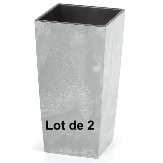 Lot de 2 Pots de fleurs imitation béton clair 91 l 40 x 40 x 75