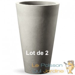 Lot de 2 Pots de fleurs imittation beton structuré couleur sable 40 X 70 cm