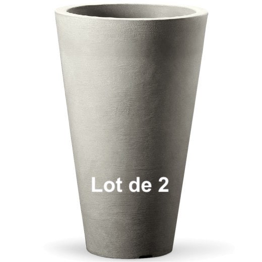 Lot de 2 Pots de fleurs imittation beton structuré couleur sable 40 X 70 cm