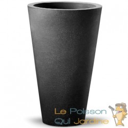 Pot de fleurs imittation beton structuré couleur gris anthracite 40 X 70 cm