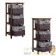 Lot de 2 Étagères salle de bain avec 3 paniers imitation osier brun foncé style rustique ancien art déco