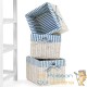 Lot de 2 Étagères salle de bain avec 3 paniers imitation osier blanc style rustique ancien art déco