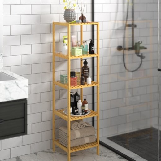 Étagère salle de bain avec 5 niveaux Bambou 140 cm de haut