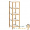 Étagère salle de bain avec 5 niveaux tablettes blanches Bambou 140 cm de haut