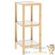 Étagère salle de bain avec 3 niveaux tablettes blanches Bambou 80 cm de haut