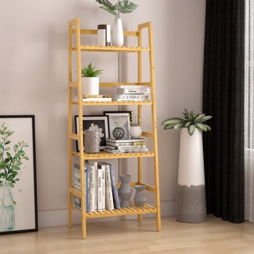 Étagère salle de bain, salon ou hall avec 4 niveaux Bambou 123 cm de hauteur