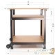 Établi mobile sur roues 68 x5 0x 66-82 cm Réglable en hauteur avec Étagères
