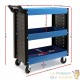 Chariot ou Servante d'atelier bleue en métal, pratique 3 étagères