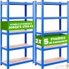 Lot de 2 Étagères Modulables à Charge Lourde bleue : 180 X 90 X 40 cm Robuste et Polyvalente, 875 kg