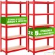 Lot de 2 Étagère Modulable à Charge Lourde rouge : 180 X 90 X 40 cm Robuste et Polyvalente, 875 kg