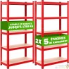 Lot de 2 Étagères Modulables à Charge Lourde rouge : 180 X 90 X 40 cm Robuste et Polyvalente, 875 kg