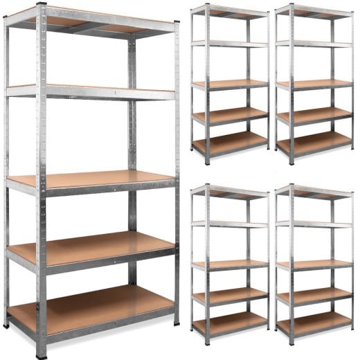 Lot de 5 Étagères Modulables à Charge Lourde Grise : 180 X 90 X 40 cm Robuste et Polyvalente, 875 kg