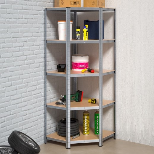 Étagère d'angle à Charge Lourde Grise : 180 X 70 X 40 cm Robuste et Polyvalente, 875 kg
