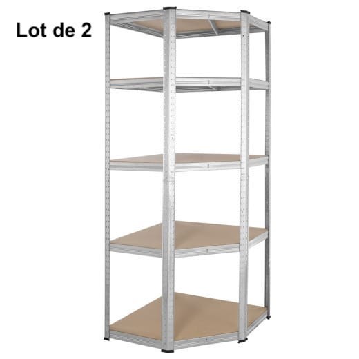 Lot de 2 Étagères d'angle à Charge Lourde Grise : 180 X 70 X 40 cm Robuste et Polyvalente, 875 kg