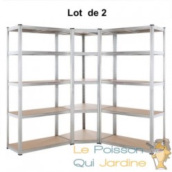 Lot de 2 Ensembles d'Étagères d'angle à Charge Lourde Grise : 180 X 70 X 40 cm Robuste et Polyvalente, 875 kg