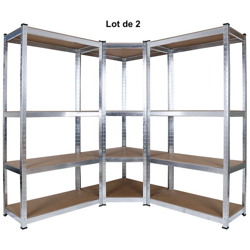 Lot de 2 Ensembles d'Étagère d'angle à Charge Lourde Grise : 160 X 70 X 40 cm Robuste et Polyvalente, 700 kg