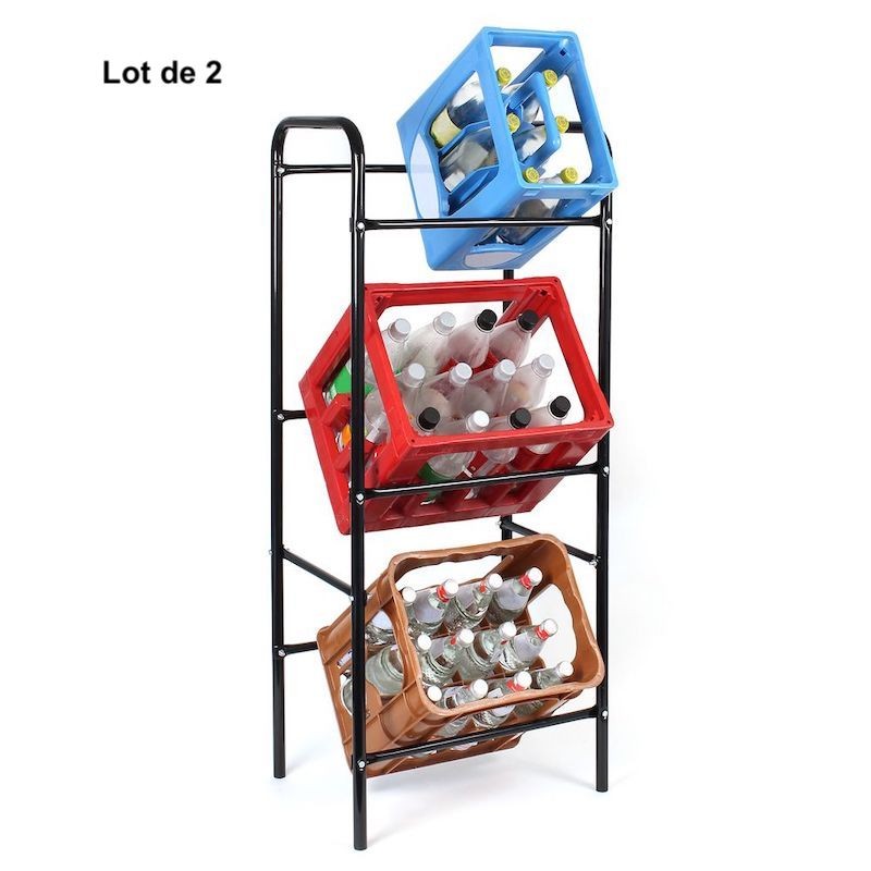 Lot de 2 Étagères de Rangement Pratique (50 x 33 x 116 cm) pour Caisses de Boissons et Rangement Divers